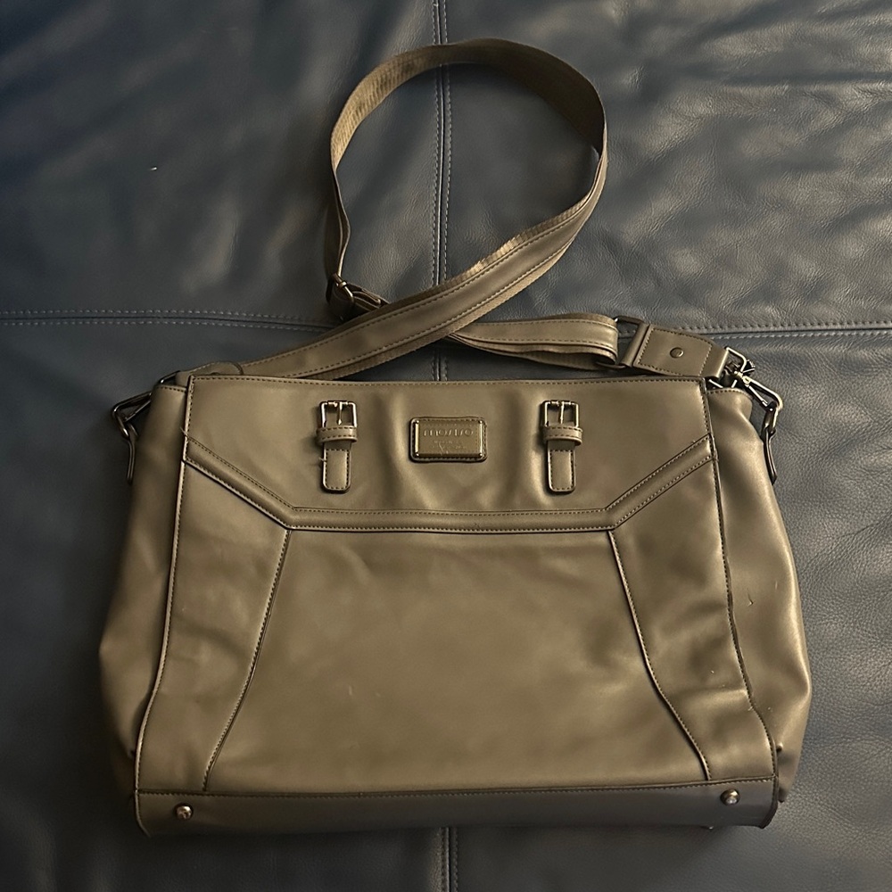 Mosiso Gray Leather Shoulder Bag